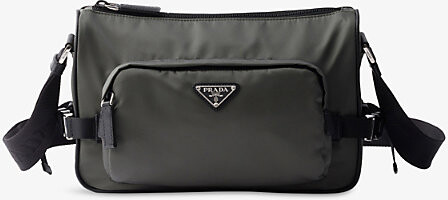 Prada Mens Black Medium Re-Nylon and Saffiano-Leather Shoulder Bag 1 Size