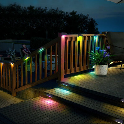 Deck Impressions Multi-color Rgbw Solar Deck, Wall & Fence Lighting – 4 Pack