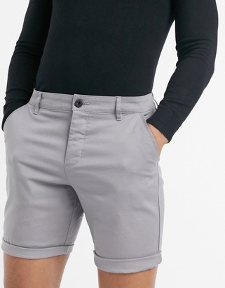 ASOS DESIGN DESIGN slim chino shorts in light gray