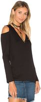 Thumbnail for your product : Monrow V-Neck Rib Cut Out Long Sleeve
