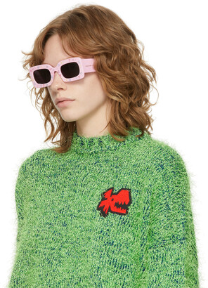 Marc Jacobs Pink 'The Logo' Rectangular Sunglasses