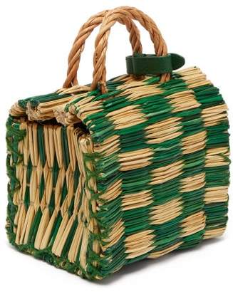 Heimat Atlantica - Tom Tom Checked Reed Basket Bag - Womens - Green Multi
