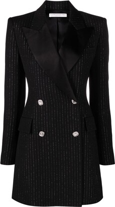 Alessandra Rich Double-Breasted Pinstripe Blazer Dress