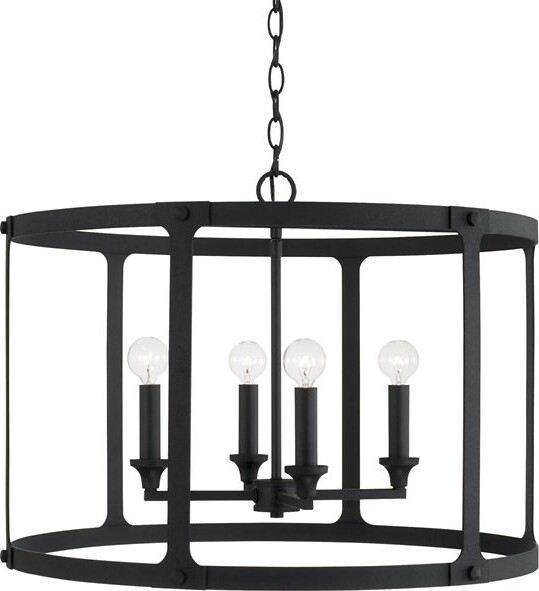 Capital Lighting Brennen Round Pendant Light in Black, Size: 4 light