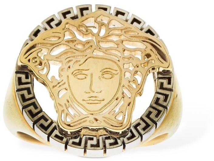 Versace Medusa & Greek Motif Bicolor Thick Ring - ShopStyle Jewelry