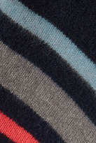 Thumbnail for your product : The Elder Statesman Heavy Hockey Hooded Striped Cashmere Sweater - Navy