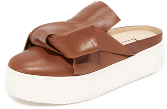 No.21 Flat Slides with Bow in Leather