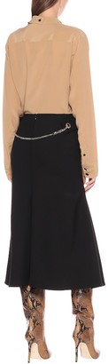 Victoria Beckham Chain-trimmed wool-crepe midi skirt