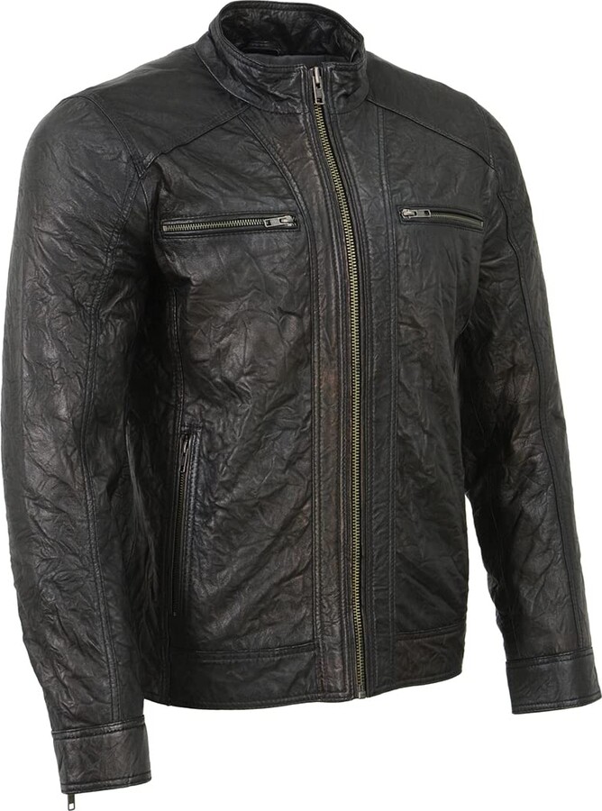 Milwaukee Leather SFM1861 Men's Two-Tone Leather Jacket with Front ...