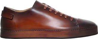 Santoni Low-top burnished-leather trainers