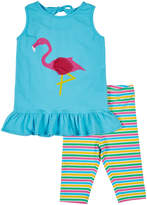 Thumbnail for your product : Florence Eiseman Flamingo Tank w/ Multi-Stripe Leggings, Size 2-6X