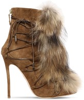 Thumbnail for your product : DSQUARED2 120mm Riri Suede Lace-up Boots W/ Fur