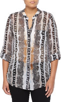 Thumbnail for your product : Diane von Furstenberg Gilmore Long Sleeve Reptile Print Blouse