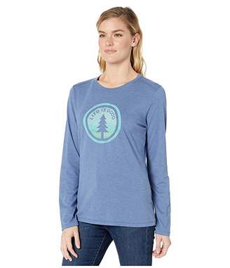 Life is Good Tree Coin Long Sleeve Cool Teetm (Vintage Blue) Women's T Shirt