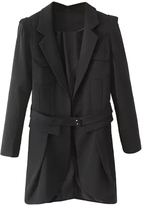 Thumbnail for your product : Choies Black Lapel Puff Sleeve Trench Coat With Asymmetric Hem