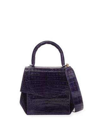 Nancy Gonzalez Crocodile Medium Structured Top-Handle Bag, Purple Shiny