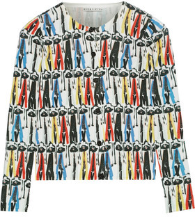Alice + Olivia Stacey Montage Printed Cotton Cardigan