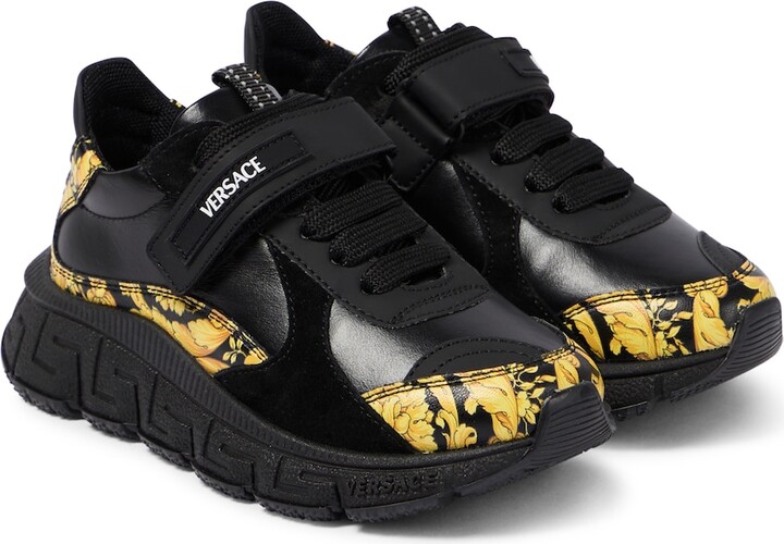 Versace Children Trigreca leather sneakers