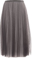 Pleated Tulle Midi Skirt 