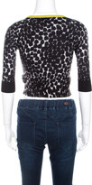 Thumbnail for your product : Gucci Black and White Cashmere Printed Cropped Cardigan XS
