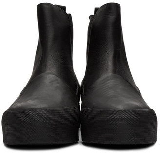 Dries Van Noten Black Leather and Rubber Chelsea Boots