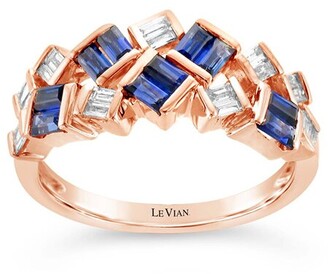 LeVian 14K Rose Gold 0.89 Ct. Tw. Diamond & Sapphire Half-Eternity Ring