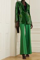 Thumbnail for your product : BLAZÉ MILANO Tomboy Velvet-trimmed Sequined Satin Blazer - Green