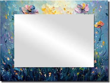 Winston Porter Purple Summer Bloom Of Wildflowers Field - Floral Mirror Wall Art - Printed On Metal