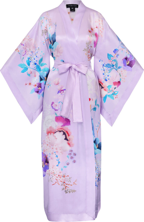 MENG Purple Lavender Silk Satin Kimono