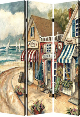 Screen Gems Inspiration Seaside Town 3 Panel Room Divider