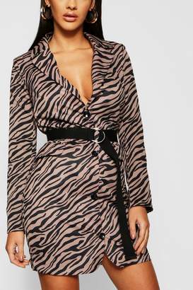 boohoo Zebra Print Woven Blazer Dress