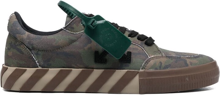 Off-White Low Vulcanized Camo Canvas Military Green Low Top