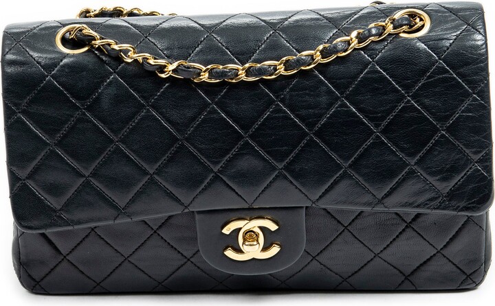 Chanel quilted leather big CC buckle chain flap bag small black