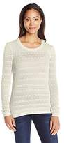 Thumbnail for your product : Caribbean Joe Women's Long Sleeve Cotton Scoop Neck Pointelle Sweater