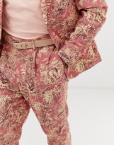 Thumbnail for your product : ASOS DESIGN tapered crop suit trousers with elephant print in linen look
