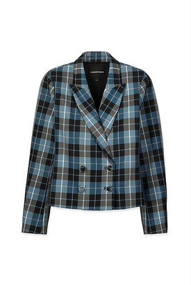 Country Road Crop Check Double Breasted Blazer