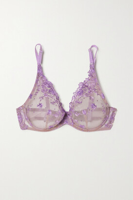 I.D. Sarrieri + Net Sustain Colette Embroidered Tulle Soft-cup Triangle Bra - Purple
