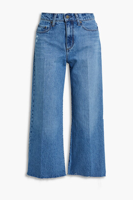 Nobody Denim Skylar frayed cropped high-rise wide-leg jeans