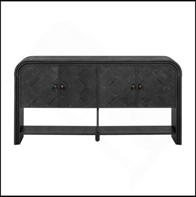 Latitude Run Versatile Console Table With Woven Wood Slats And Solid Wood VeneerSuitable For Entryway Hallway Living RoomFoyerCorridor