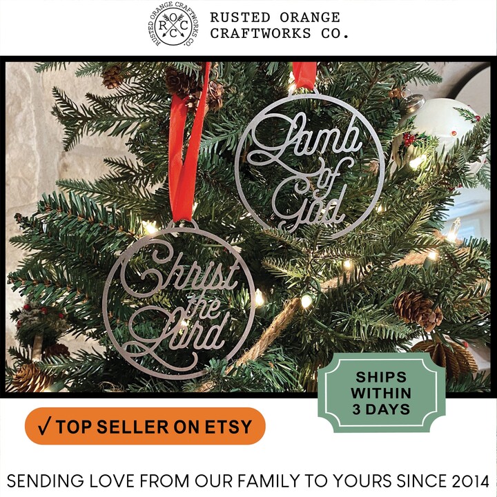 Rusted Orange Light Of The World Christmas Ornaments - Jesus Decorations Names Christ