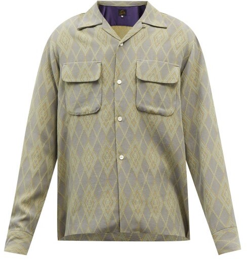 Needles Cuban-collar Argyle-jacquard Shirt - Grey - ShopStyle