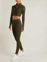 Thumbnail for your product : Paco Rabanne Logo Ribbon Zipped Cropped Top - Womens - Khaki
