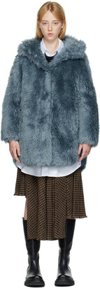 Yves Salomon Meteo Blue Wool Coat