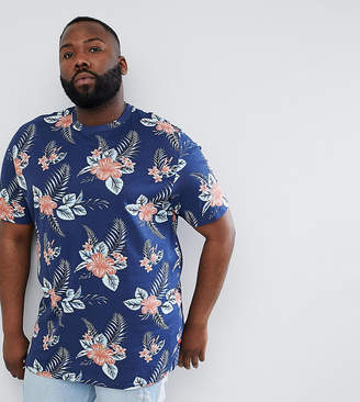 Duke King Size t-shirt in navy tropical print