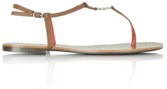 Ralph Lauren by Ralph Aimon Toe Tan Leather Flat Sandal