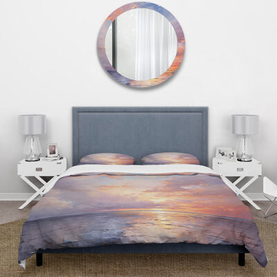 Design Art Sunset Cotton Candy Skies V - Landscapes Duvet Cover Set - Microfiber Polyester
