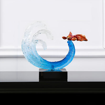 Infinity Modern Luxury Style Resin Koi Fish Ornament - Elegant Desk Decor
