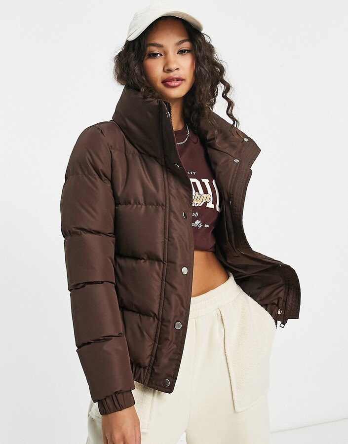 Brave Soul slay puffer jacket in chocolate brown - ShopStyle