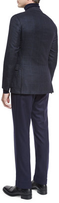 Ralph Lauren Plaid Cashmere Two-Button Jacket, Navy