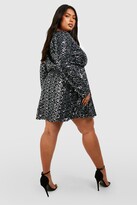 Thumbnail for your product : boohoo Plus Sequin Wrap Skater Dress